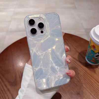 Feather pattern soft phone case for iPhone 11 12 13 14 15 Pro Max Plus