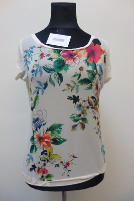 EK0367 Damen T-Shirt von Expresso, beige mit Blumen, Gr. L
