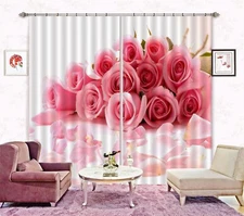 3D Pink Rose Bouquet ZHUA3115 Photo Curtain Window Blockout Fabric Amy 2023