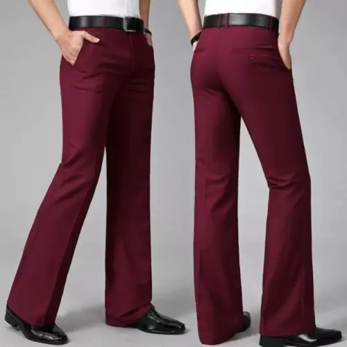 Herren Glockenboden Hose Schlag Formell Elegant Slim Fit Freizeithose - Bild 6 von 25