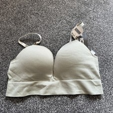 BNWT Icono Ribbed Comfy Bra Padded Cups Size 38c Green ??