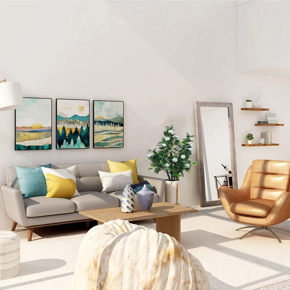 Искусственная камелия дерево 35 дюймов искусственное цветочное растение с белыми цветами и зеленым... - Изображение 3 из 4