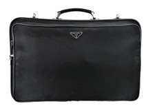 Vintage PRADA Black Nylon Leather Weekender T...