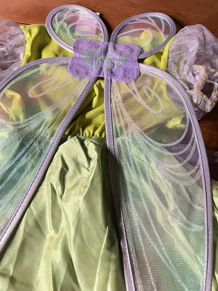 Disney Tinkerbell Dress With Wings Halloween Costume Girls Size XS (3T-4T) - Image 4 of 4
