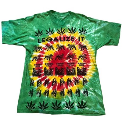 Vtg 90s Legalize It Bob Marley Marcus Garvey Burning Spear EUC TShirt L/XL Rasta