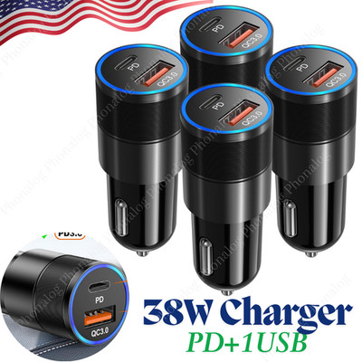 PD QC 3.0 Cigarette Lighter Adapter 38W USB Fast Charger Plug For iPhone iPad