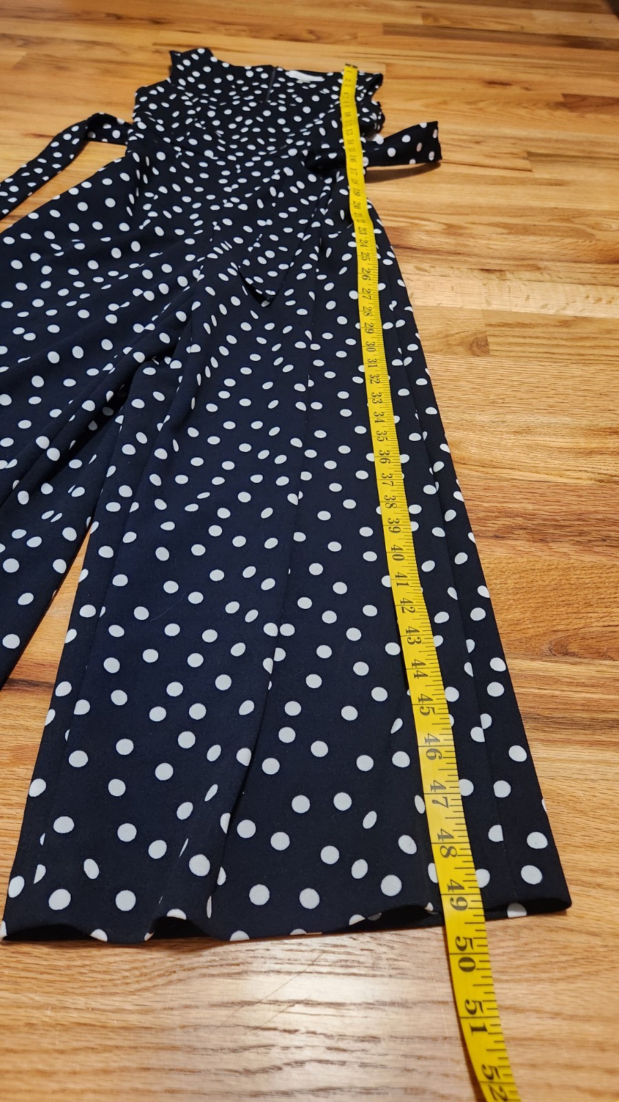 NWT Calvin Klein Women's Navy Polka Dot Jumpsuit Size 0 XS Wide Leg Cropped thumbnail 19