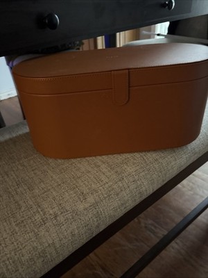 DYSON Airwrap Styler Leather Large Storage Hard Box Tan Brown CASE ONLY