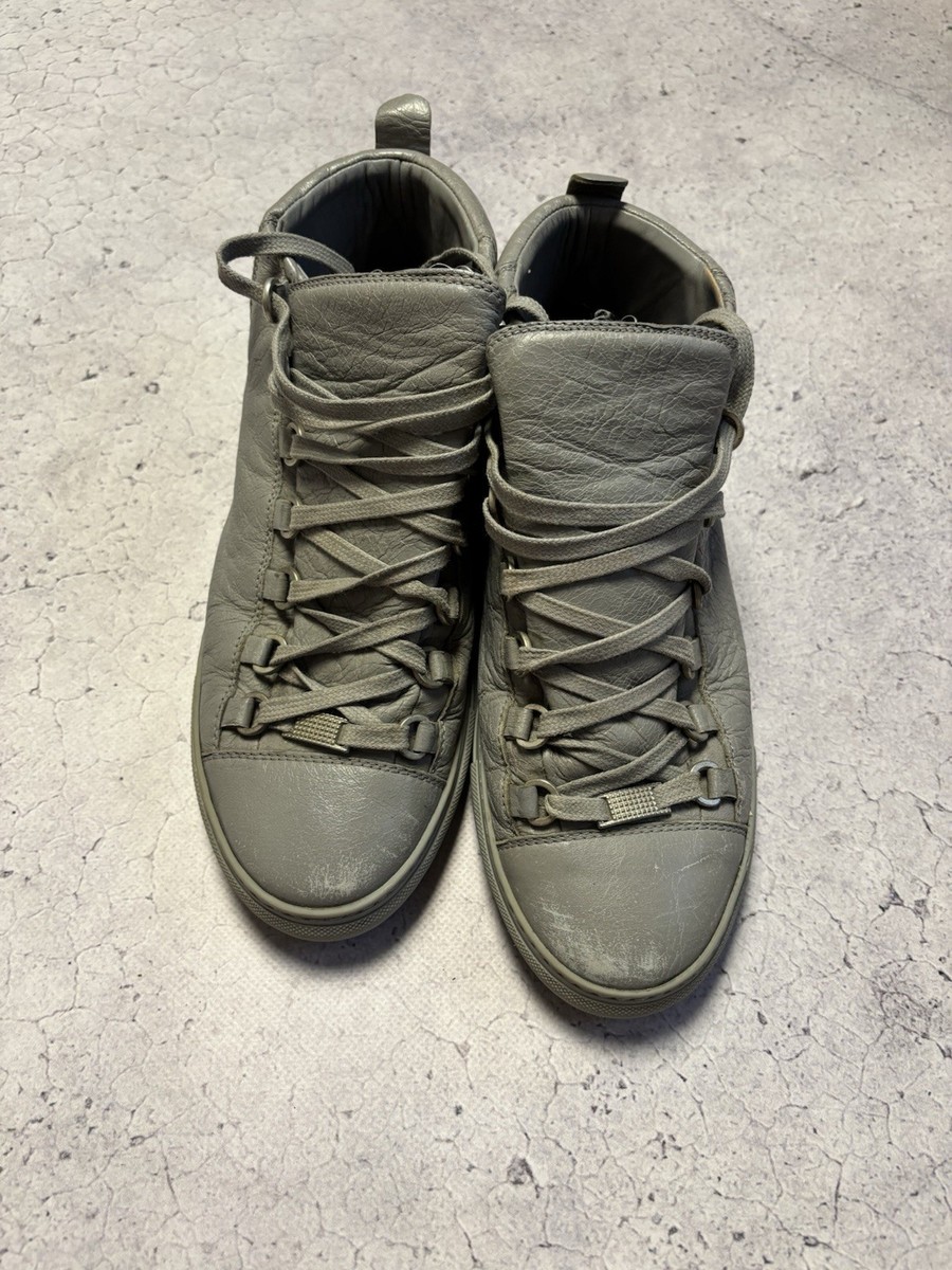 Balenciaga Arena High Gray Leather Sneakers Size 39 Made in Italy