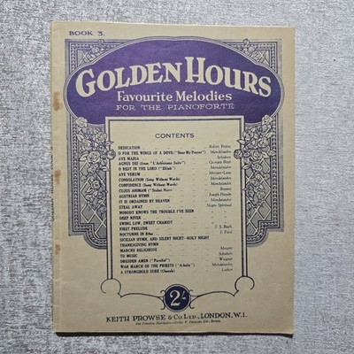 Golden Hours of Favourite Melodies Piano Book Three Keith Prowse Vintage