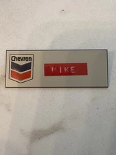VINTAGE🇺🇸COOL”CHEVRON”GAS STATION EMPLOYEE ID BADGE NAME TAG/REFINERY👀LQQK👀
