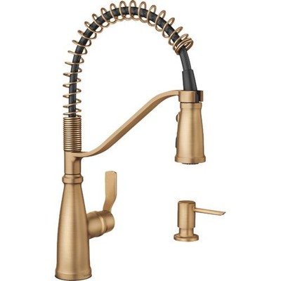1Pc Moen Nolia 1-Handle Pull-Down Widespread Kitchen Faucet, Bronzed Gold