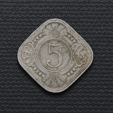 1913 Netherlands 5 cents Coin