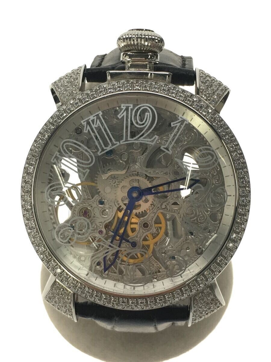 早割 旅行 Hand wound wristwatch Analog Leather SLV BLK S4101CR アナログ(手巻き)
