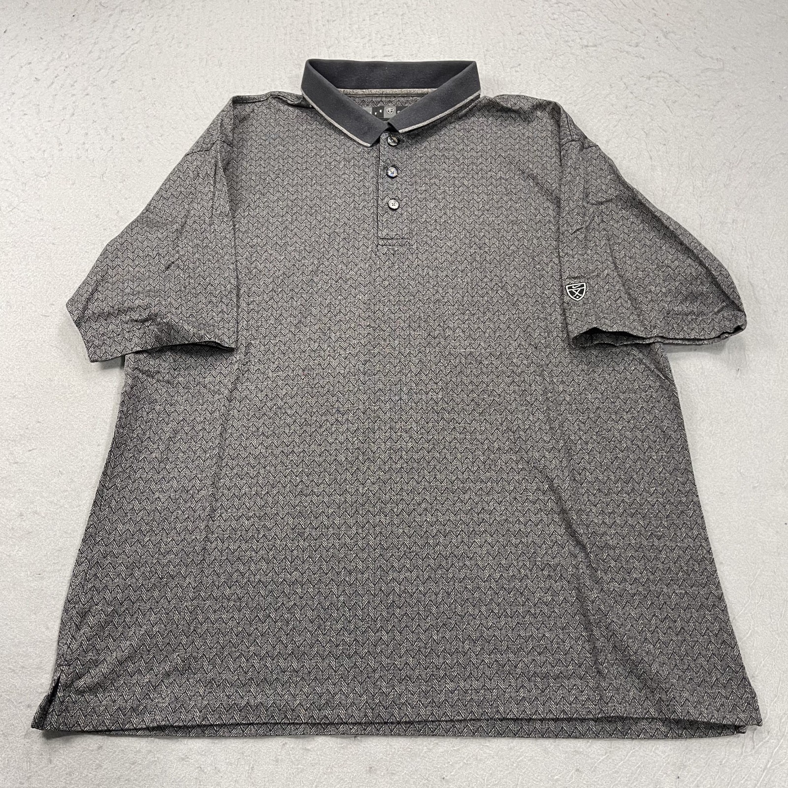 VINTAGE Nike Polo Shirt Mens XL Gray Herringbone Tiger Woods Golf Swoosh 90s