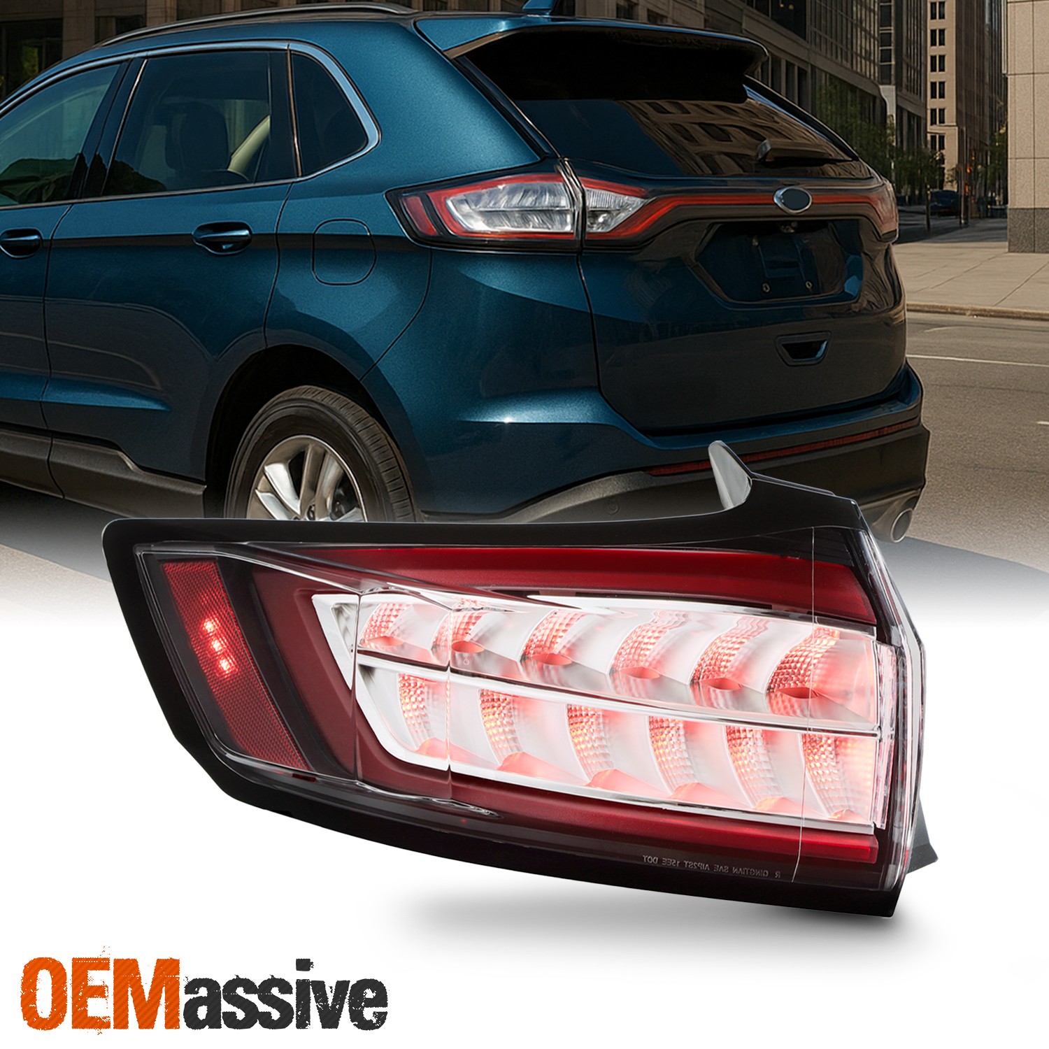 For 2015-2018 Ford Edge Halogen Type Red Tail Light Outer Driver Left w/ LED DRL