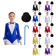 Girls Set Costume Dancewear Figure Ice Skating Outfit Carnival Long Sleeve Jazz