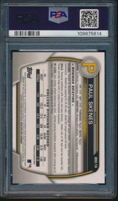PSA 10 PAUL SKENES 1st 2023 Bowman Chrome REFRACTOR PIRATES Rookie