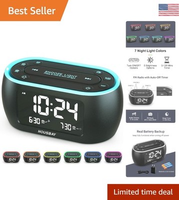 Sleek LED Night Light Alarm Clock with Dual Alarm and Battery Backup Function
