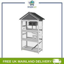 Wooden Bird Cage Budgie Aviary Outdoor w/ Stands, Ladder, Slide-Out Tray