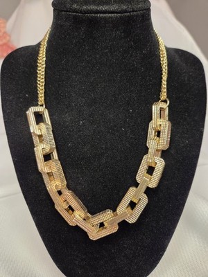 Chunky Gold Tone Links On Souble Strand  Chain 16-18''
