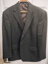 STAFFORD Men's 46R 100 Wool Blazer Plaid Sport Coat 2-Button Jacket Classic Fit