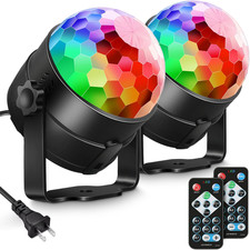 2-Pack Sound Activated Party Lights with Remote Control, Disco Ball Light, DJ St