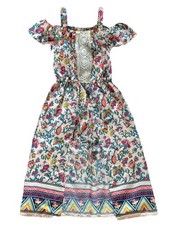 JAPNA KIDS Floral Hi Lo Skirted Short Romper Jumpsuit Girls Size 8 Cold Shoulder