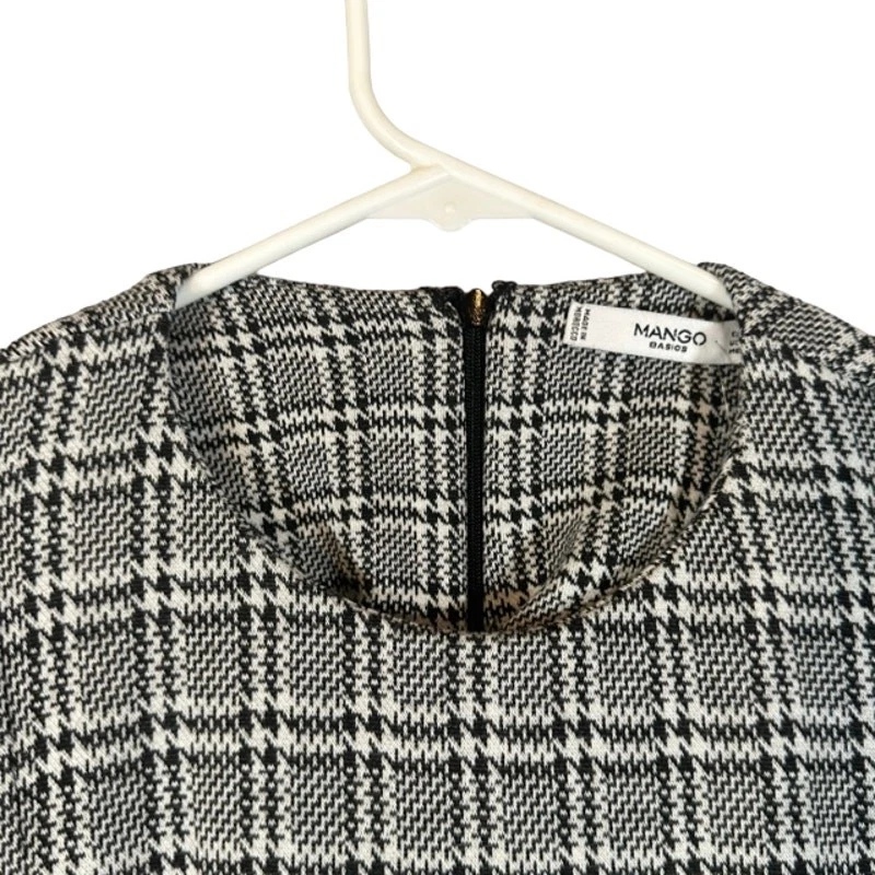 VETEMENTS Abito camicia Mango bianco e nero pied de poule a quadri dettaglio bottoni donna tg 4