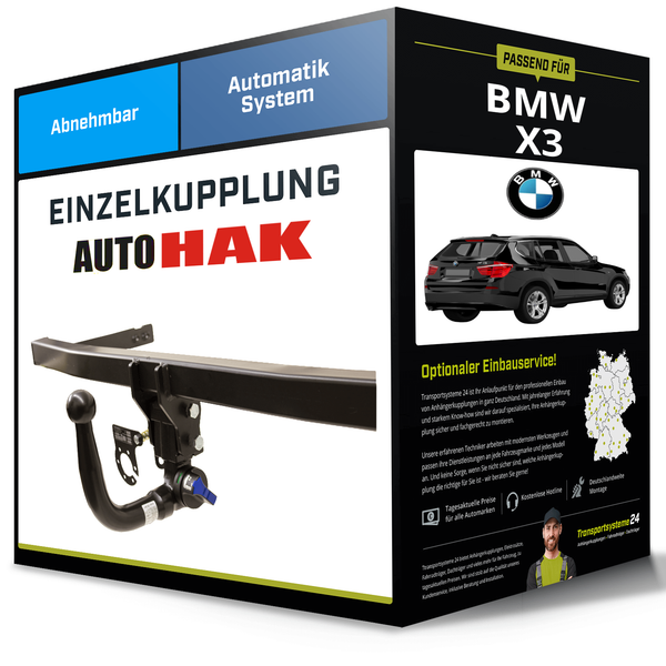 Abnehmbare AnhäNgerkupplung für BMW X3 01.2004-12.2010 Typ E83 Auto Hak AHK-image