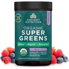 Ancient Nutrition Organic Super Greens Berry Detox Digest Energize 6.7 oz