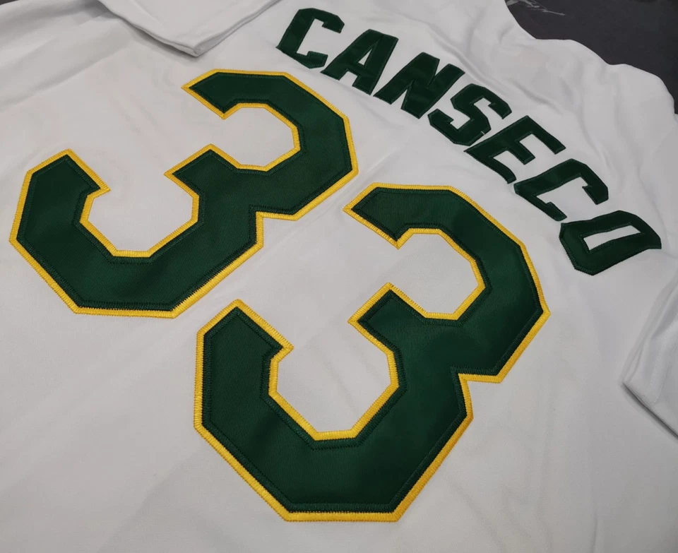 Camiseta deportiva cosida blanca retro vintage José Canseco #33 de atletismo. Foto 3 de 4