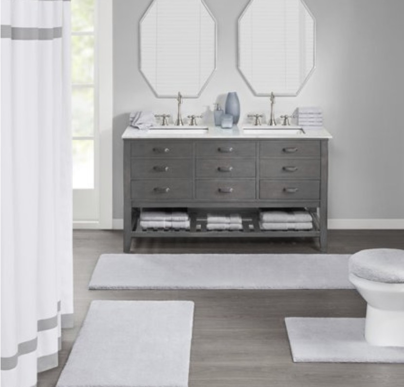 Madison Park Signature Plush Marshmallow Bath Rug Runner 24x72 Soft Gray