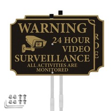 2 Pack 24 Hour Video Surveillance Sign with Stake 12 8 Inches All Activitie...