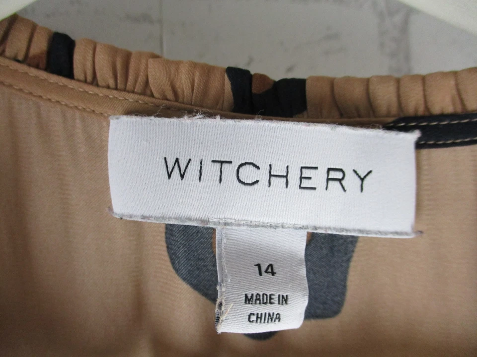 Witchery women's maxi dress tiered leopard brown size 14 v-neck sleeveless - image 3 of 4