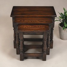 Old Charm Style Nest of Tables Solid Oak  By Jaycee of Brighton  Free Delivery