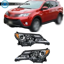 For Toyota RAV4 2013-2014-15 Headlight Left+Right Side Clear Lens Halogen Black