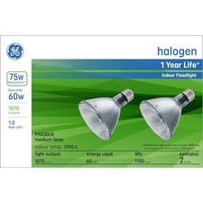 GE 75W Replacement Halogen Indoor Floodlight Long Neck PAR30 Light Bulbs 2-Pack