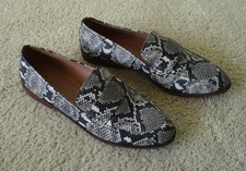 Madewell Alex Loafer Snake Print Leather Flats Black  White Women's Size 7