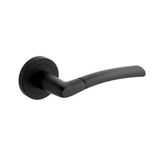 Augusta Curved Lever On Rose Door Handle - Matte Black - Pair - Designer Levers