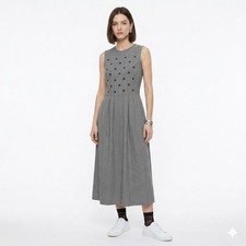 Vintage Miss Dorby Floral Check Embroidered Midi Dress 6P Petite Cottage Grunge