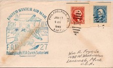 GOLDPATH: US airmail 1949 Philadelphia, PA to Switzerland first CV928_P21