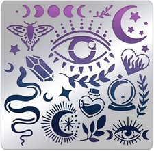 Witchcraft Theme Stencils 6x6 Inch The Devil's Eye Snake Moon Stainless Steel...