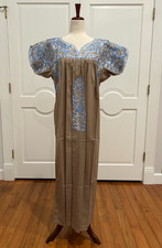 San Antonino Maxi Dress, Oaxaca Mexican dress. hand Embroidered. Silk Threads,