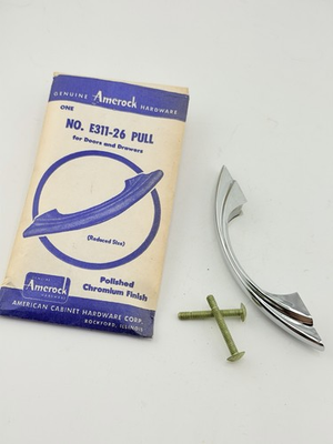 #ad Vintage Amerock E311 26 Chrome Cabinet Pull MCM NOS w Screws $19.99