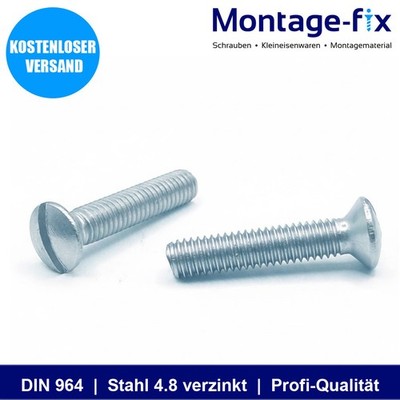 Linsensenkschrauben DIN 964 ISO 2010 - Schlitz Stahl verzinkt M3-M10 Vollgewinde