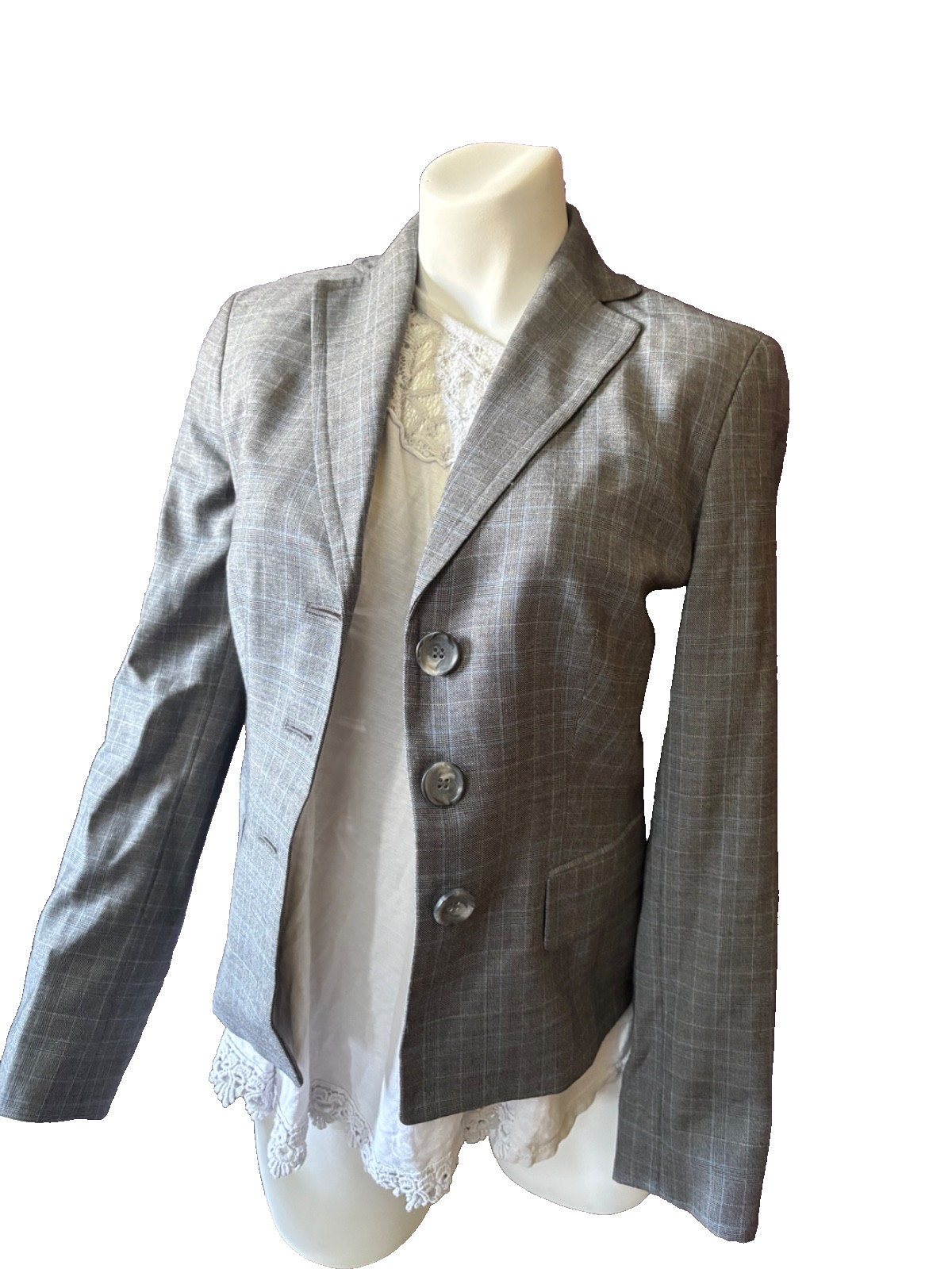 NWT ANN TAYLOR LOFT Gray Wool Single Breasted Button Lined Blazer Jacket SIZE 0