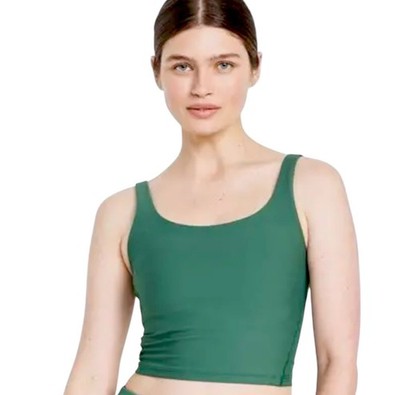 Old Navy Active PowerSoft Longline Green Sports Bra Tank womens M Medium Padded