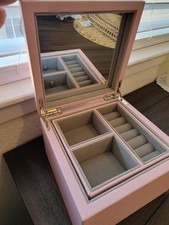 Pandora Pink Jewelry Organizer Box Storage Display Case With Mirror Looks Great