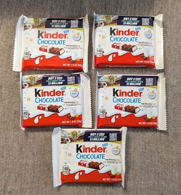Kinder Milk Chocolate Treat with Creamy Milky Filling Bars 1.8 Oz Candy Lot of 5